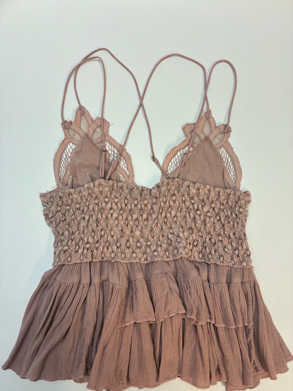 Free People Adella Cami Mauve Lace Ruffled Tank Top, Womens small; festival top - Picture 12 of 16